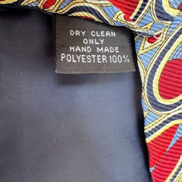 Anastasia Vintage Geometric Handmade Silk Red & Blue Oval Psychedelic Print - Picture 2 of 4